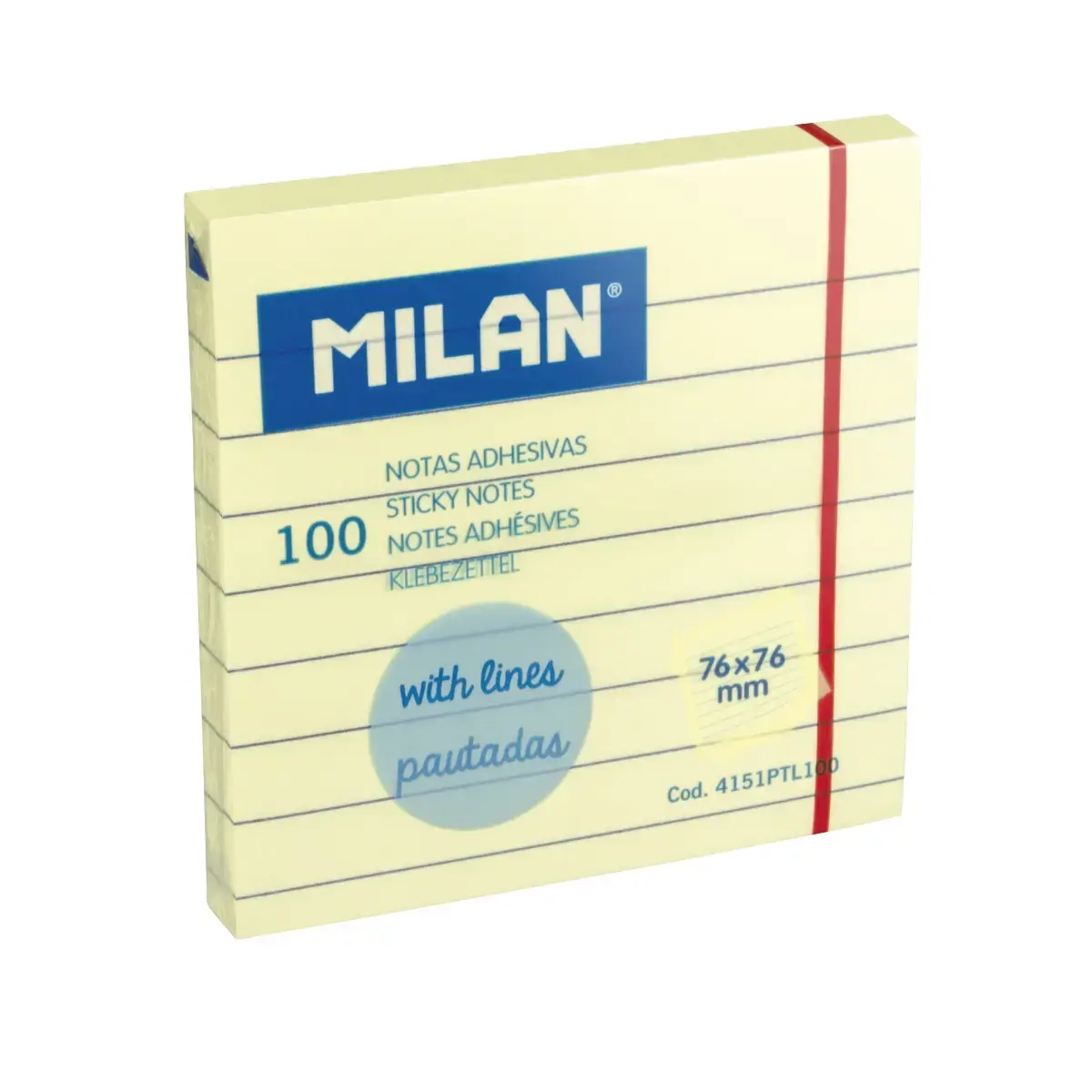 Blok 100 light sarı lined yapışkanlı notlar 76 x 76 mm