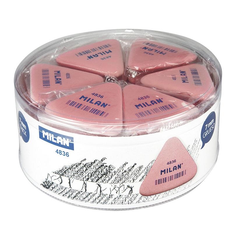 Can 36 üçgen esnek yumuşak sentetik kauçuk silgi 4836 pembe coloure, (ayrı sarılmış)