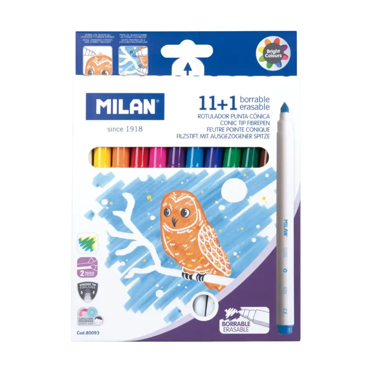 Kutu 11 konik uçlu erasable fiber uçlu kalem + 1 silgi fiber uçlu kalem