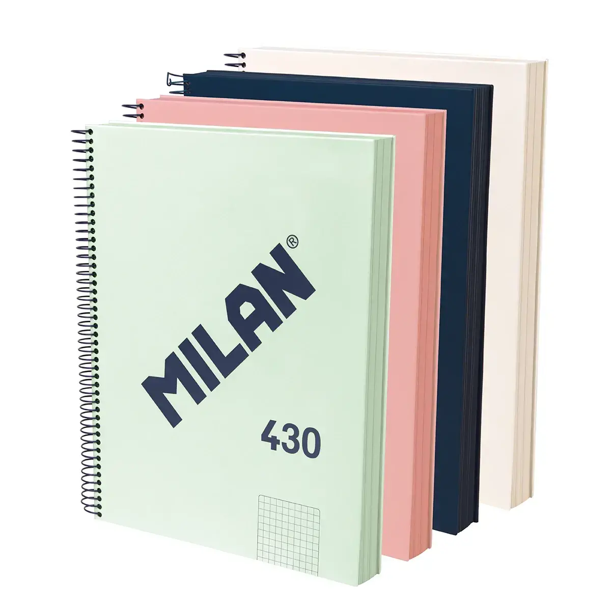4'lü A4 Telli Defter sert kapaklı, kareli kağıt (5 x 5 mm), 120 yaprak 95 gr/m², 430 1918 koleksiyonu