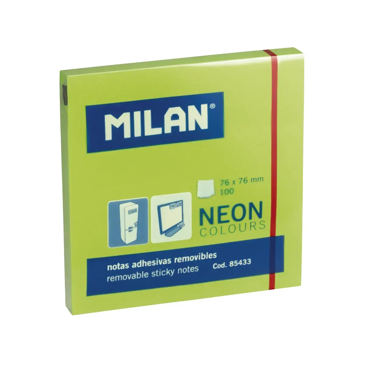 Blok 100 Fluo yeşil yapışkanlı notlar 76 x 76 mm