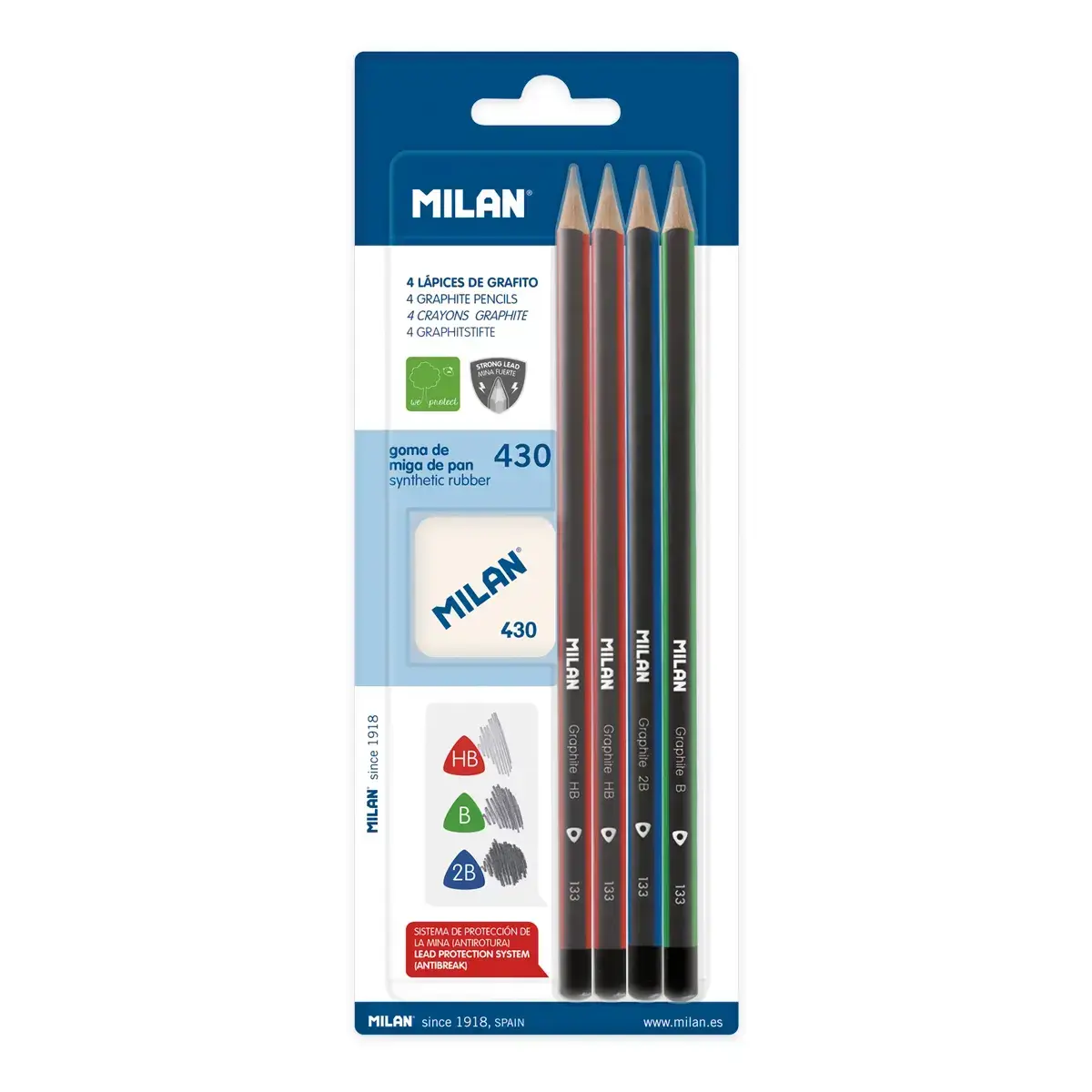 blister 4 üçgen grafit kalem+sentetik kauçuk silgi 430