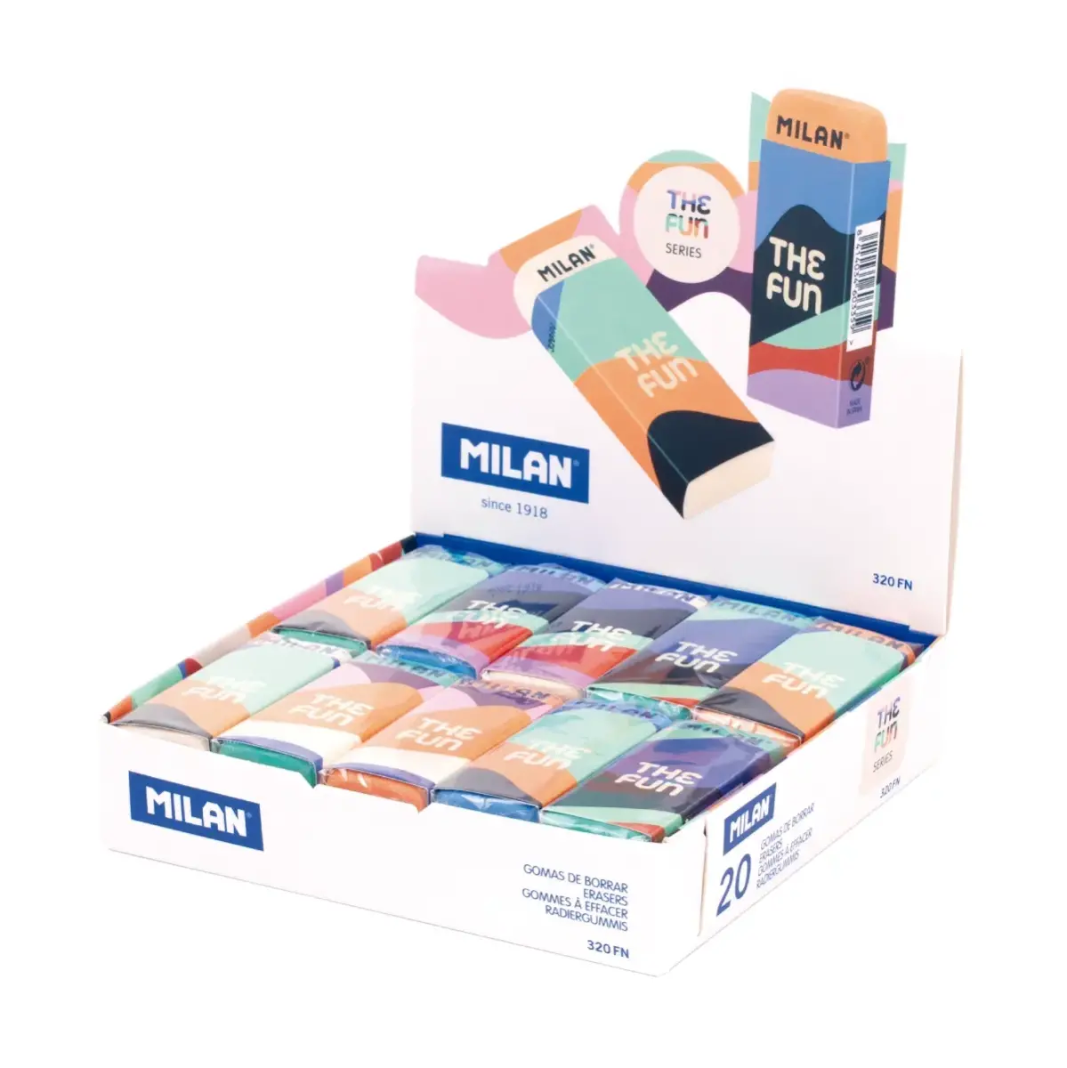 Display box 20 flexible soft synthetic rubber erasers 320 The Fun ...