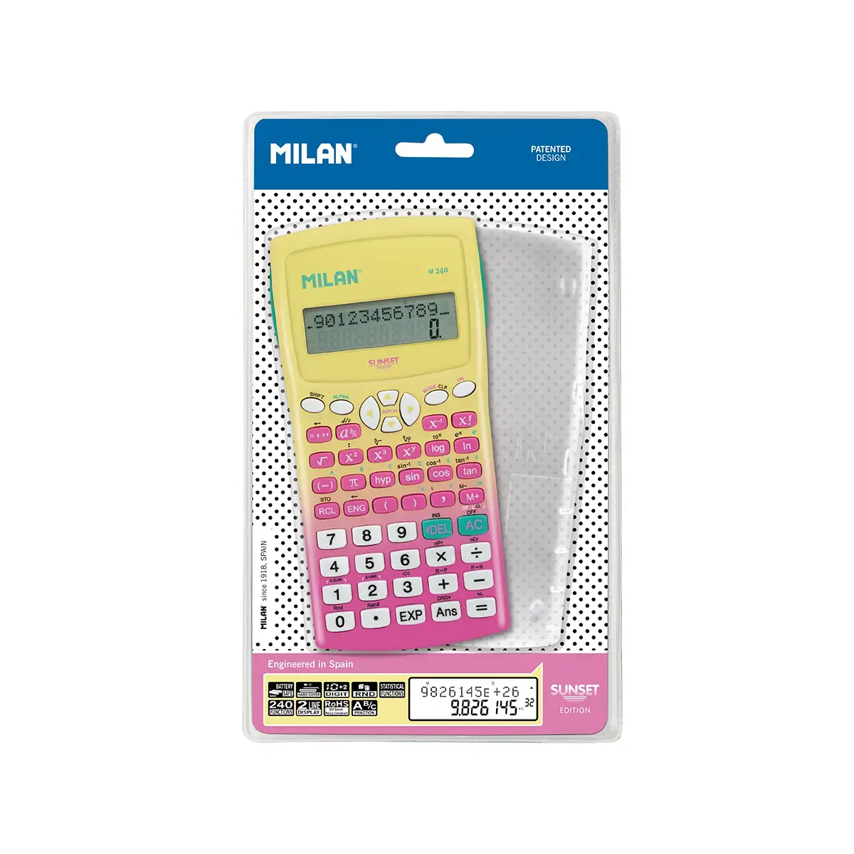 blister M240 bilimsel hesap makinesi Sunset serisi, pembe renkli