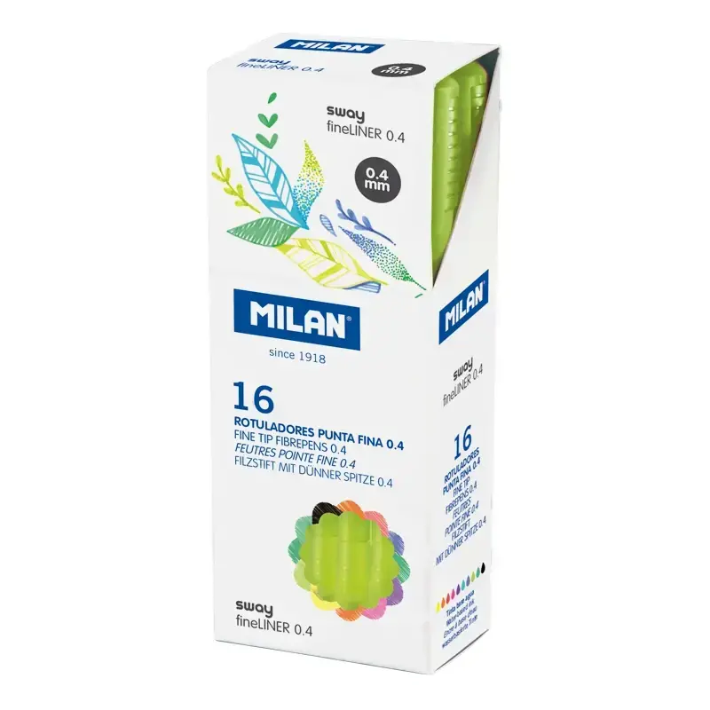 Kutu 16 fine tip fiber uçlu kalem SWAY fineliner 0.4 mm, light yeşil