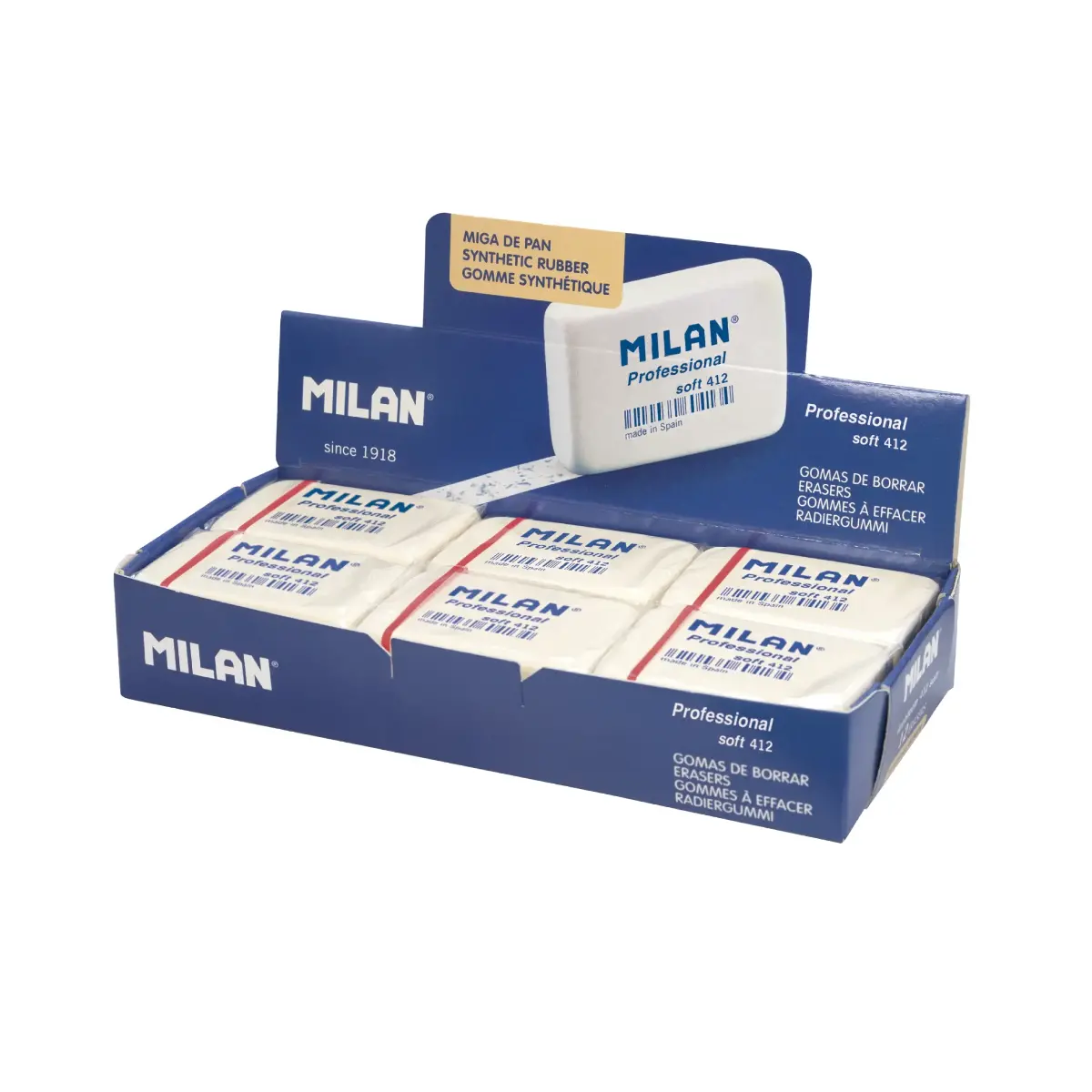 Kutu 12 Profesyonel Yumuşak sentetik kauçuk beyaz silgi 412 (ayrı sarılmış)