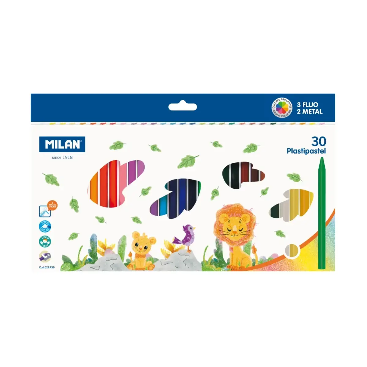 Kutu 30 yuvarlak Plastipastel (contains 3 fluo ve 2 metal renkler)