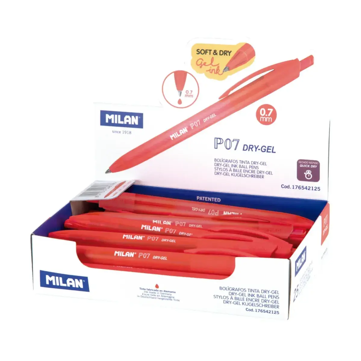Teşhir kutusu 25 P07 Dry-Gel tükenmez kalem, kırmızı ink