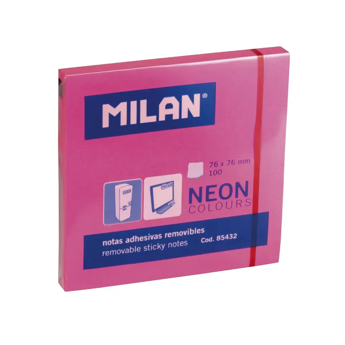 Blok 100 Fluo pembe yapışkanlı notlar 76 x 76 mm