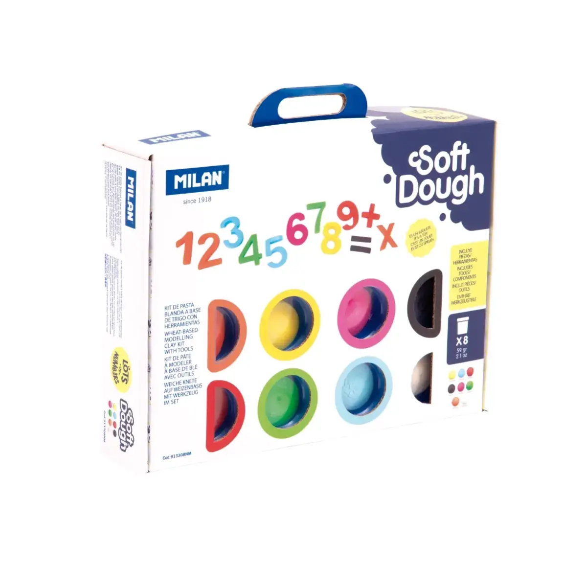 Set 8 kavanoz 59 g yumuşak hamur ve aletler 'Lots numbers'