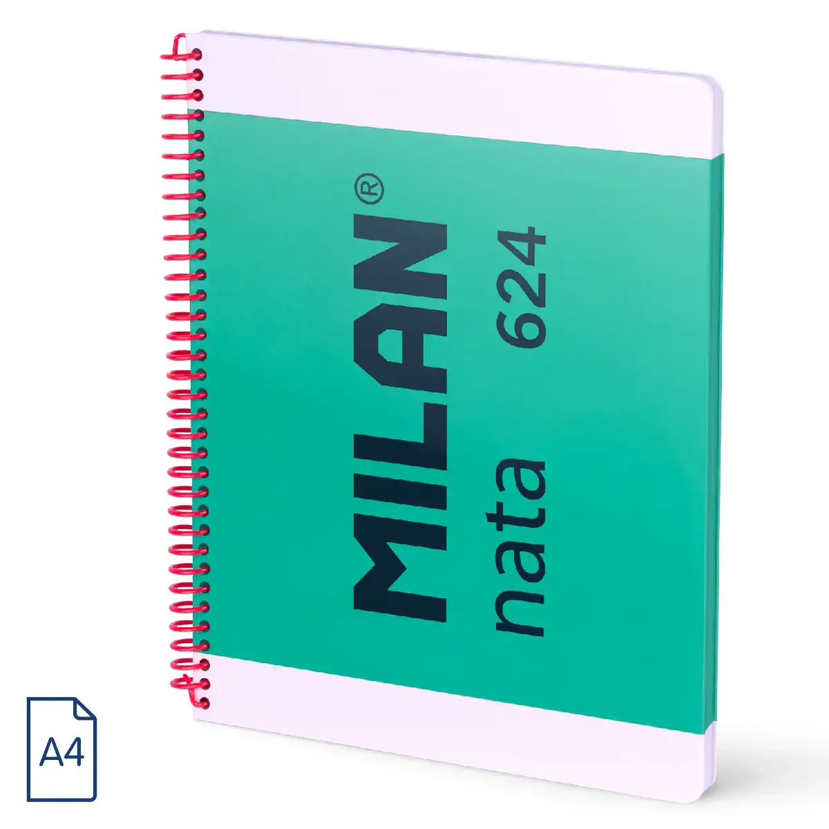 A4 Telli Defter sert kapaklı, kareli kağıt, 80 yaprak 95 gr/m², MILAN nata® 624 1918 koleksiyonu, yeşil