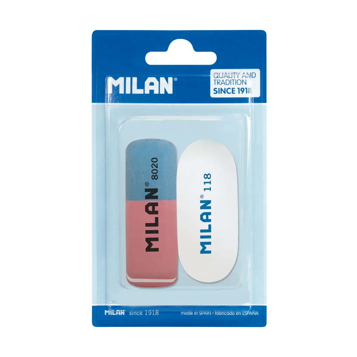 blister 1 kauçuk silgi 8020 (çift use) + 1 Oval 118 sentetik kauçuk silgi
