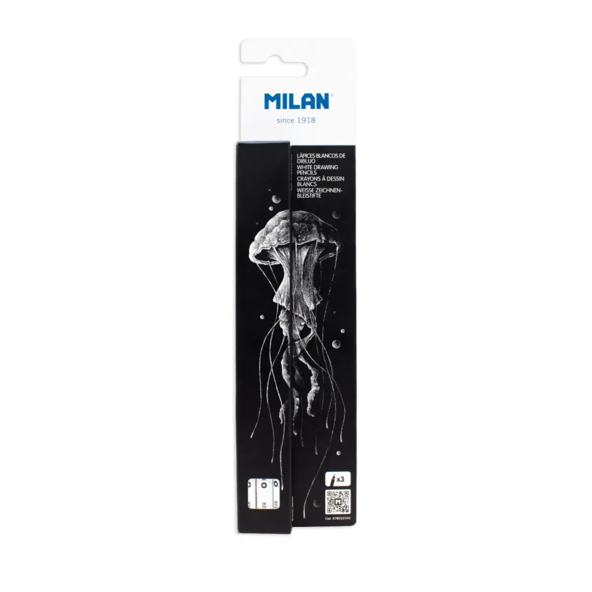 blister 3 beyaz çizim kalemi kalın uçlu MILAN Art, Ø 4 mm