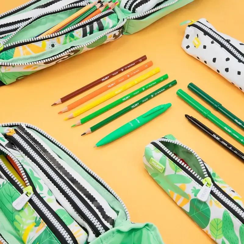 Milan Triple Zip Pencil Case Mint - View #2