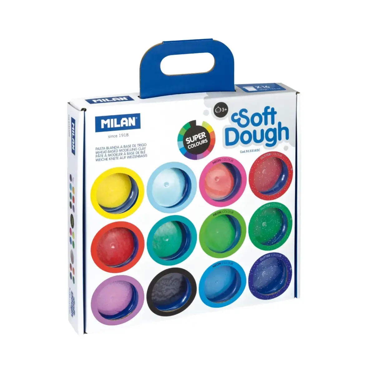 Set 16 kavanoz 30 g yumuşak hamur karışık renkler (incl. Neon ve Glitter)