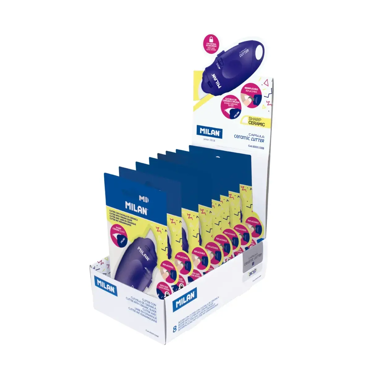 Teşhir kutusu 8 blisters CAPSULE ceramic blade maket bıçağı Acid serisi, mavi
