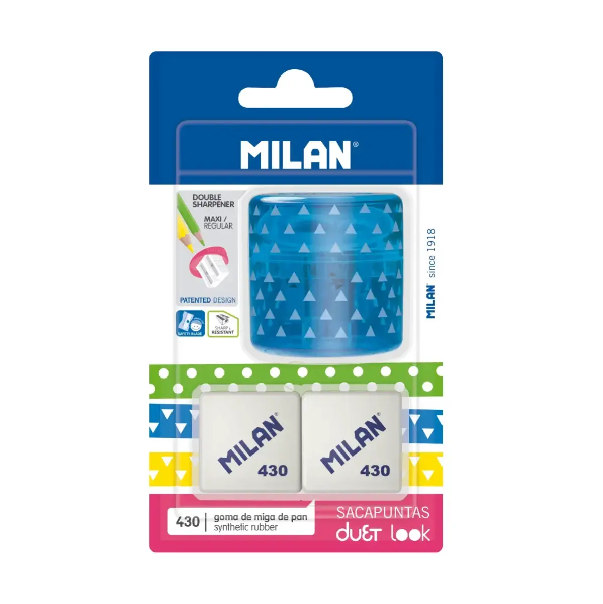 blister mavi Duet Look kalemtıraş + 2 silgi 430