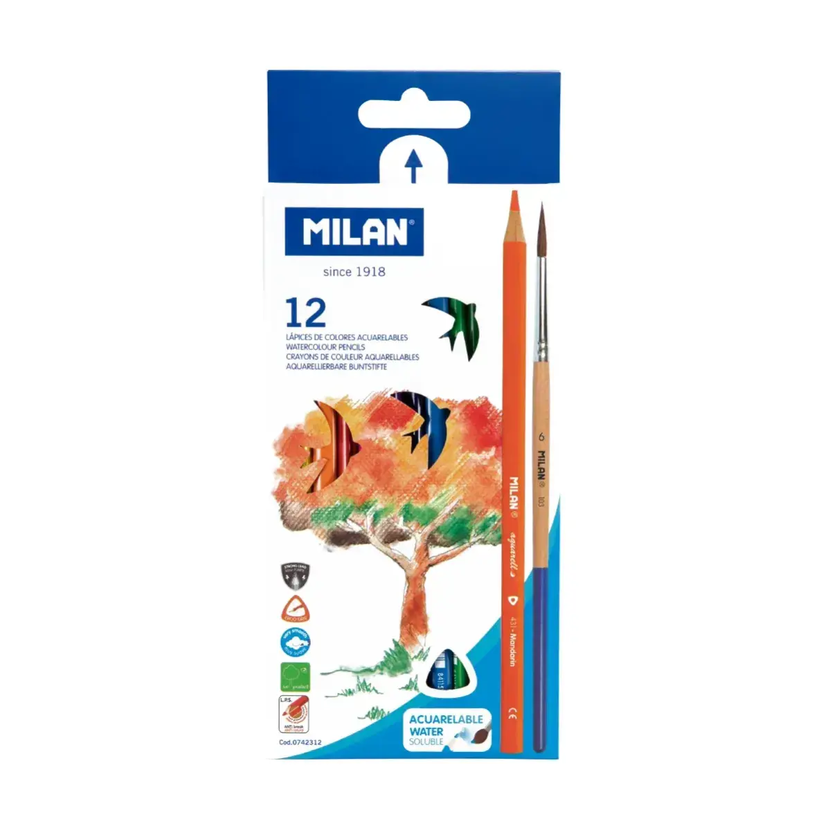Kutu 12 water soluble renkli kalem ve fırça