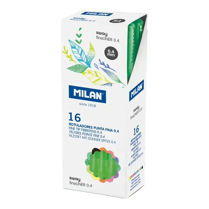 Kutu 16 fine tip fiber uçlu kalem SWAY fineliner 0.4 mm, yeşil