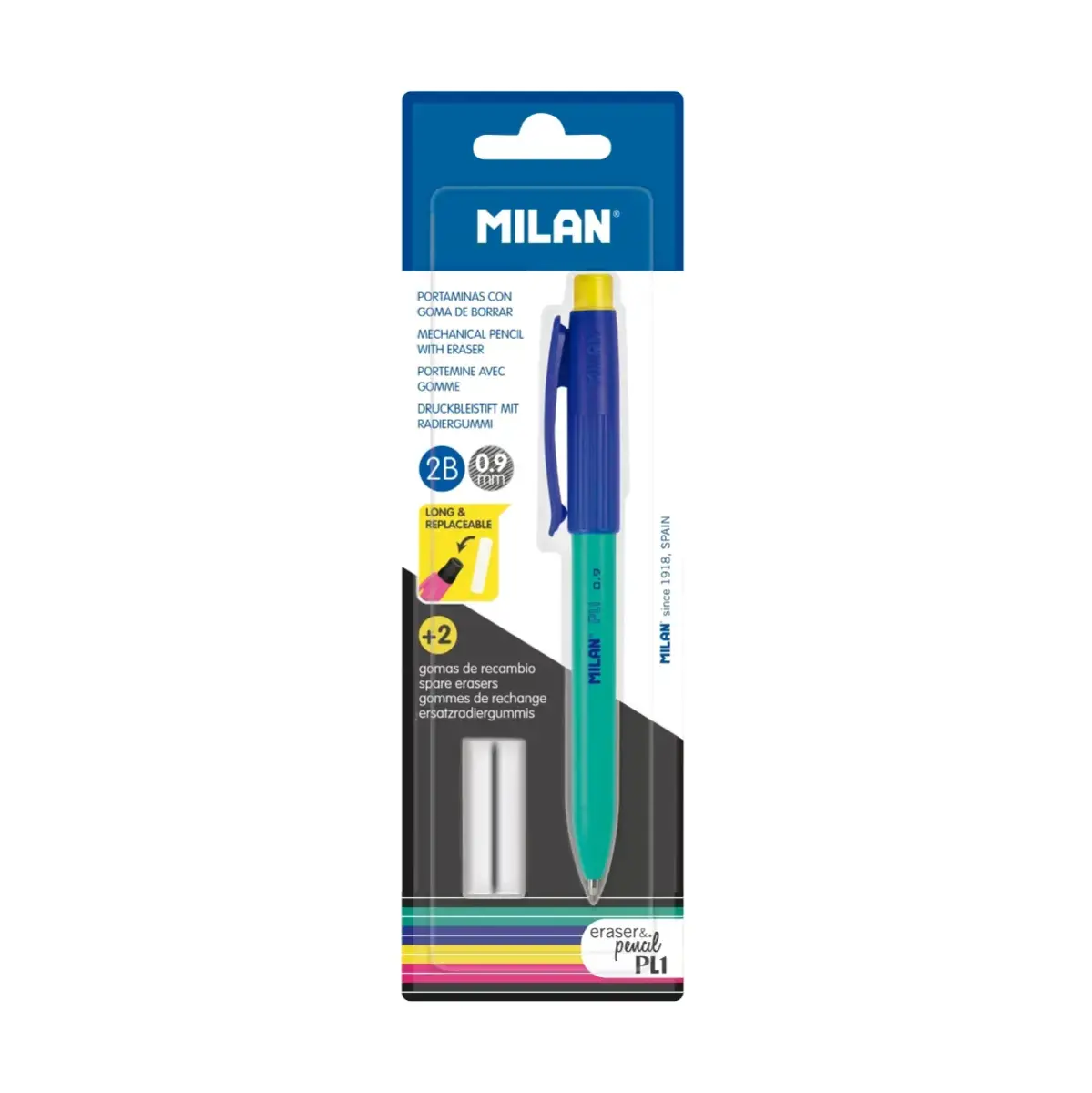 blister PL1 0.9 mm mekanik kalem + 2 yedek silgi