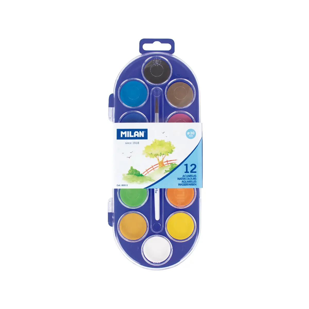 Set 12 suluboya tablets Ø 30 mm ve fırça