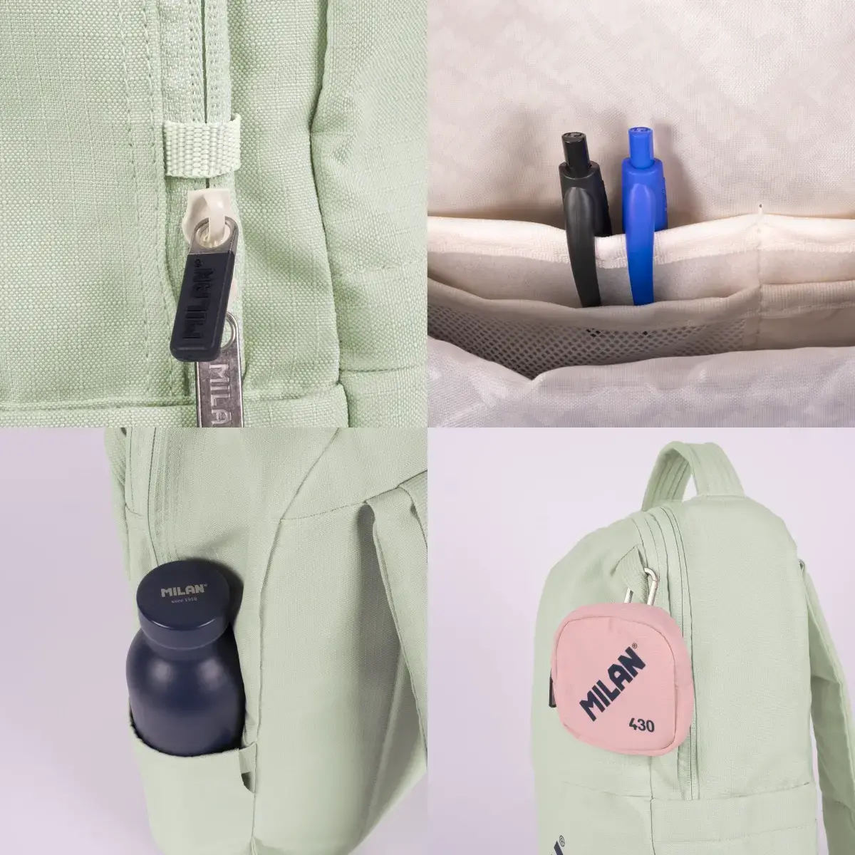 MILAN Portafoglio Portamonete 430 Since 1918 - Piccolo, Tessuto Ripstop Verde, Con Moschettone