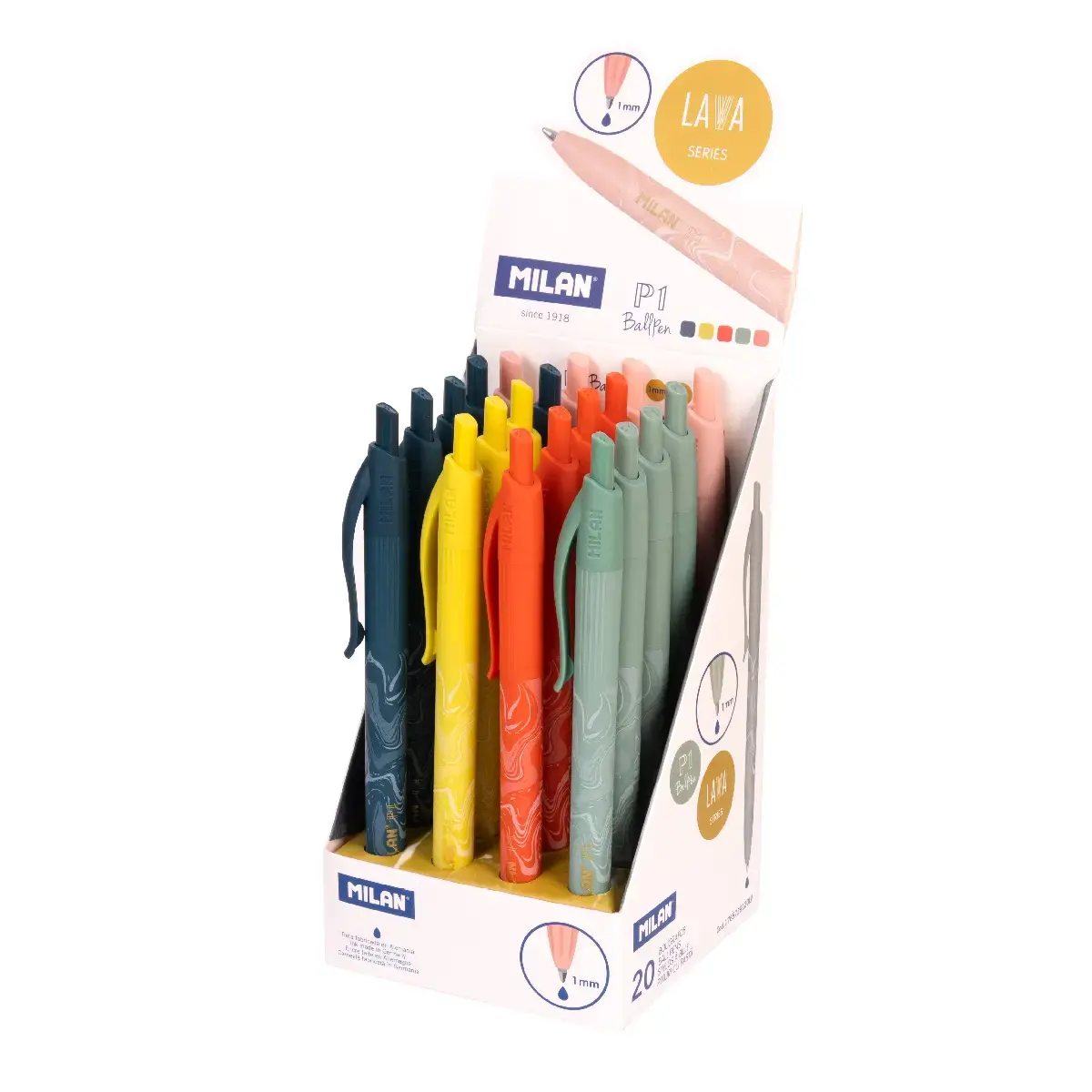 Teşhir kutusu 20 Lava P1 tükenmez kalem, mavi mürekkepli