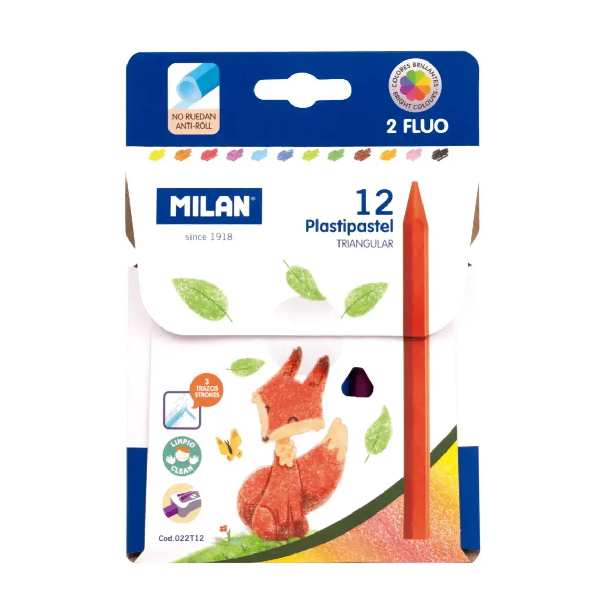 Kutu 12 üçgen Plastipastel (contains 2 fluo renkler)