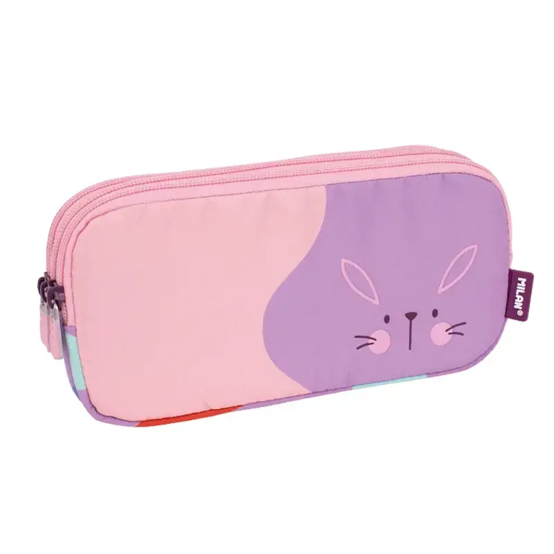 Estuche Portatodo Milan 3 Cremalleras Serie Lava, Rosa