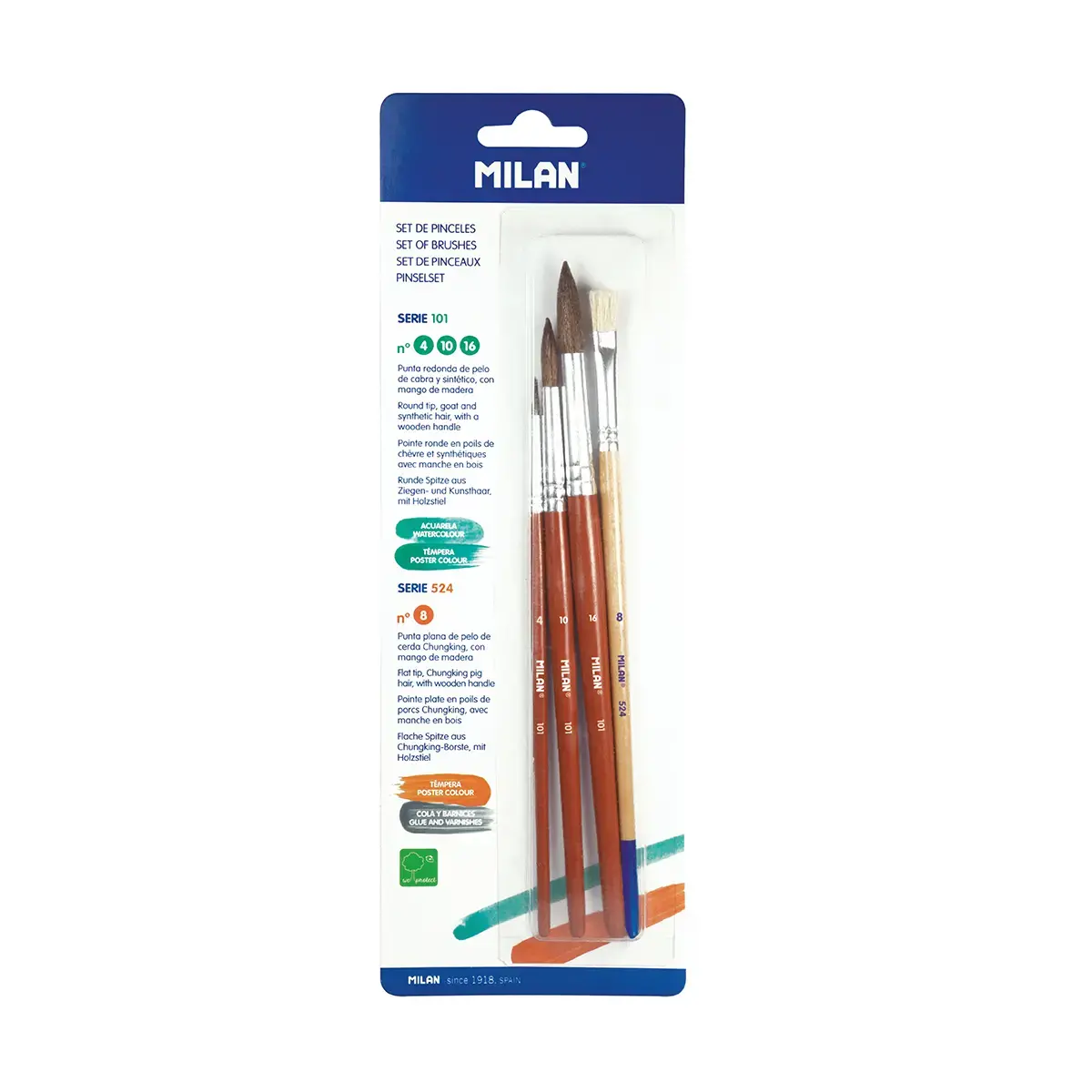 101 Serisi Yuvarlak %70 Keçi Kılı Fırça No. 4, 10, 16 3'li blister Paket