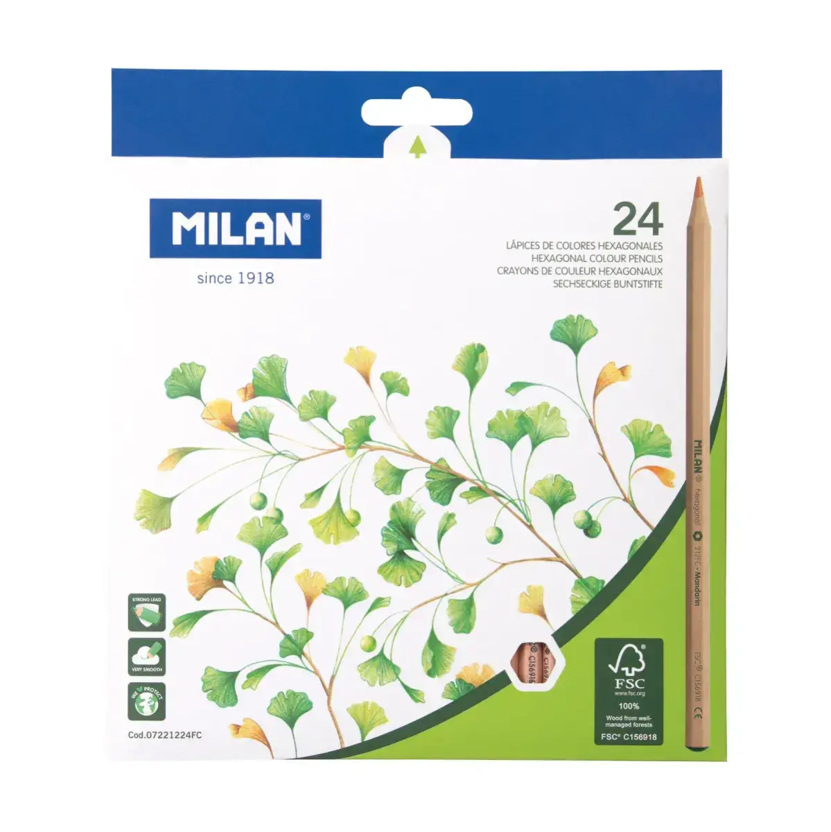 Kutu 24 altıgen renkli kalem, FSC®-certified wood