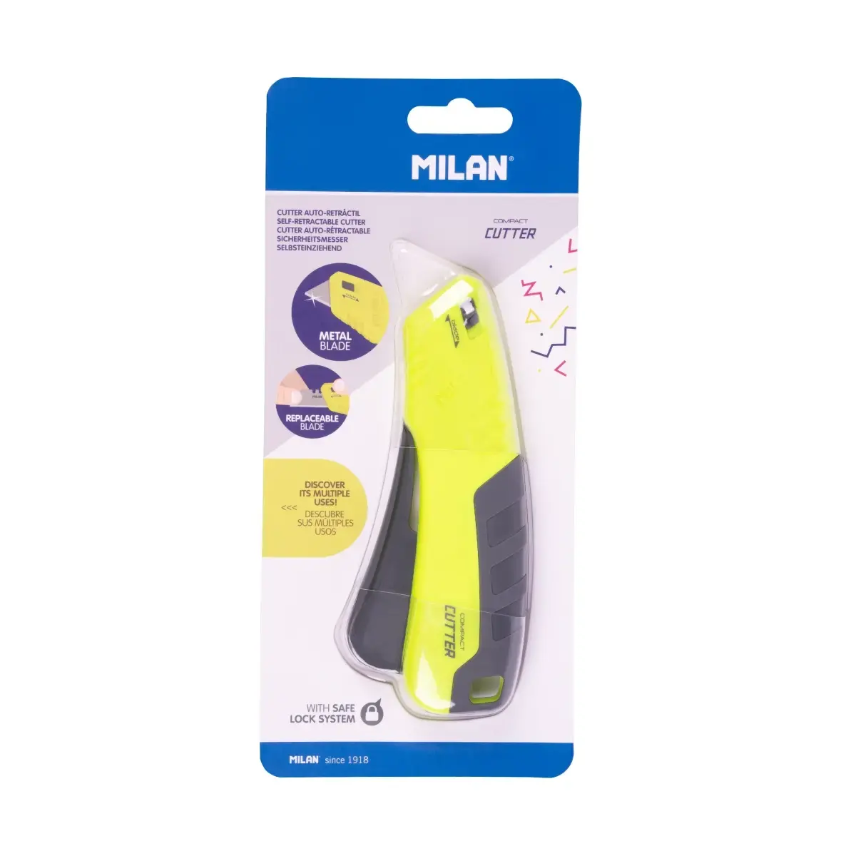 blister ve self-retracting maket bıçağı ve metal blade COMPACT Acid serisi, sarı