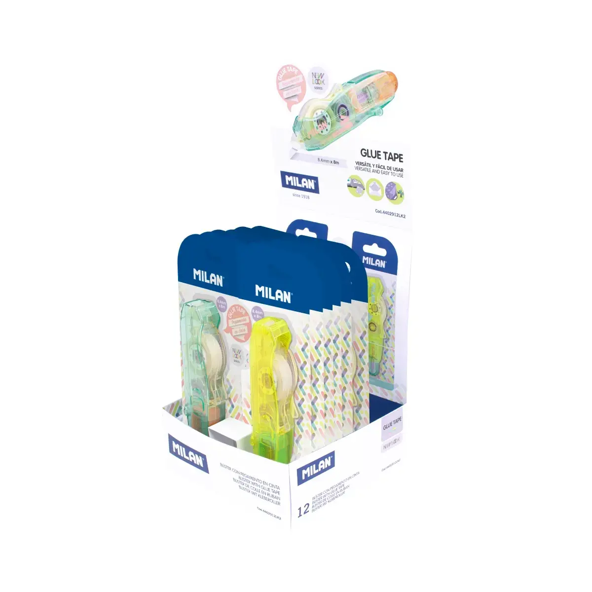 Teşhir kutusu 12 blisters yapıştırıcı bant 8.4 mm x 8 m, New Look serisi