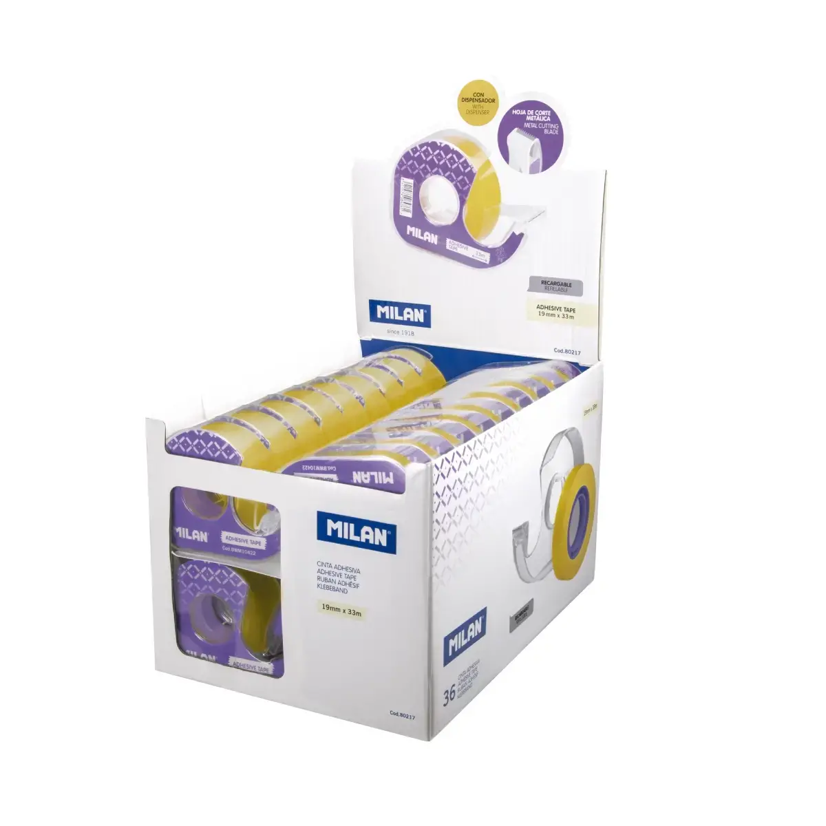 Teşhir Kutusu 36 Yapışkanlı Bant Dispenseri (Şeffaf Açık Sarı) 19 mm x 33 m