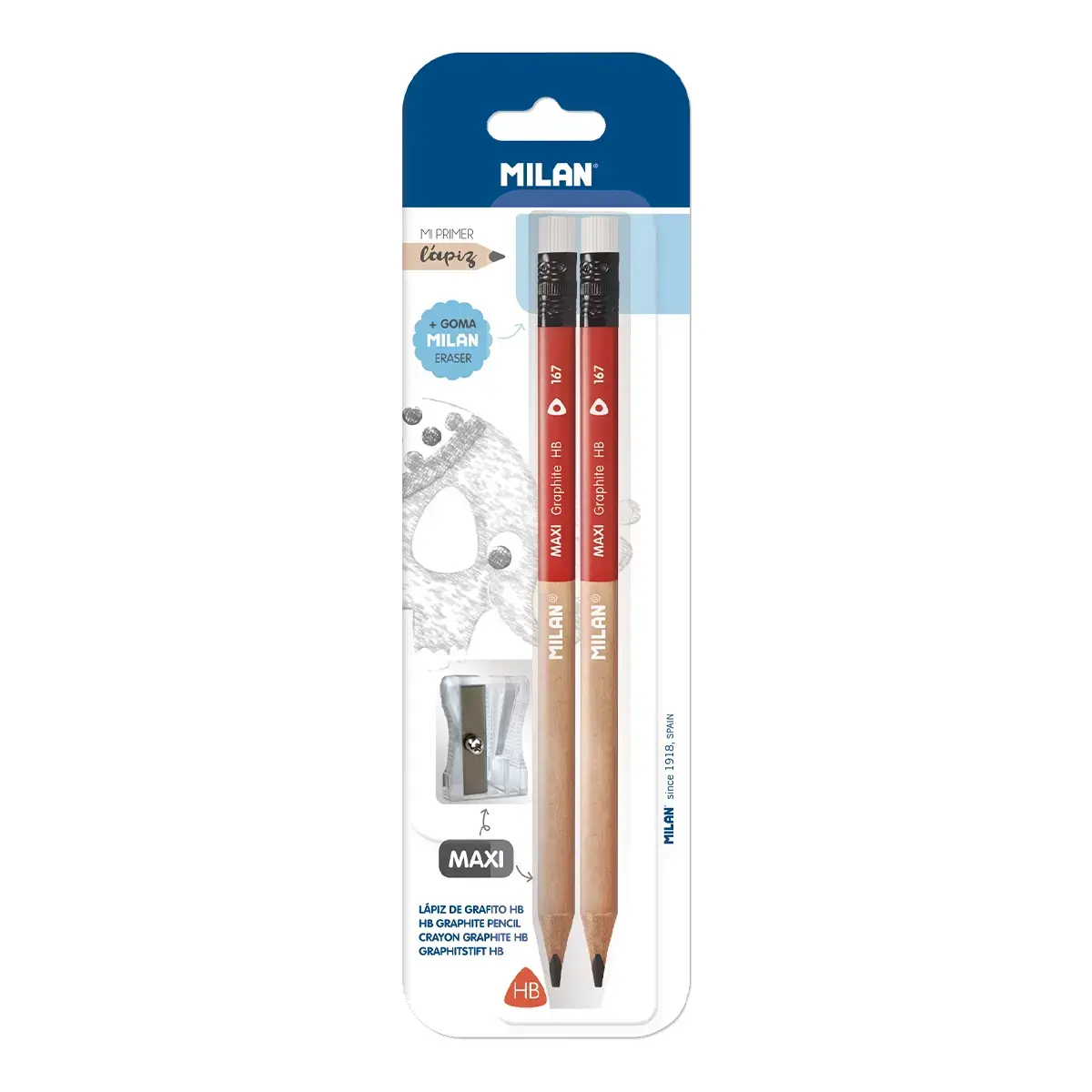 blister 2 MAXI HB grafit kalem + 1 MAXI kalem kalemtıraş