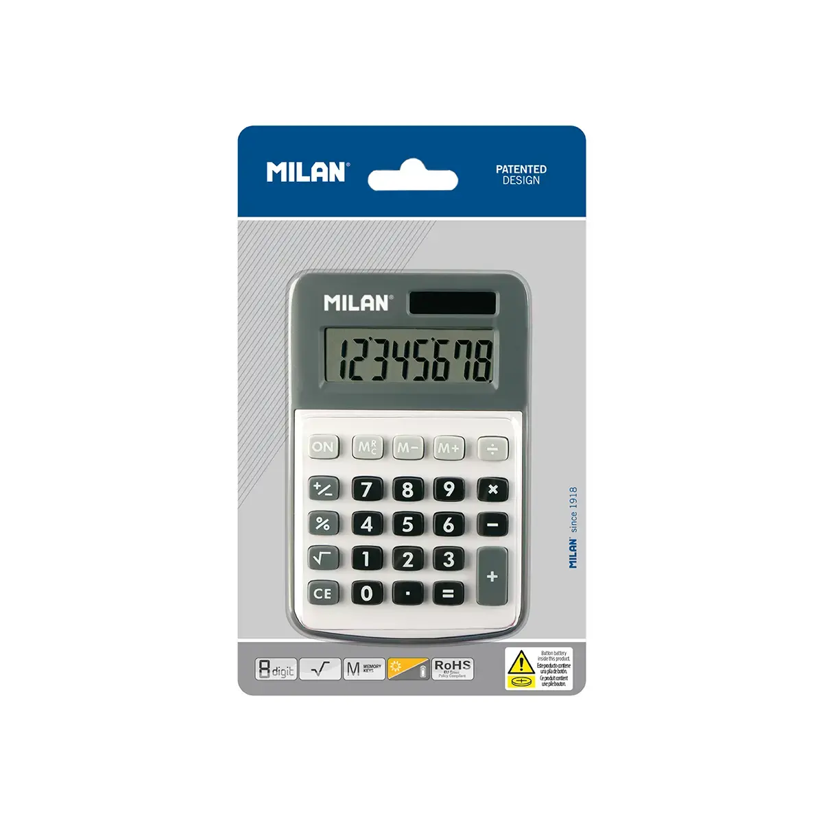 blister gri 8-digit hesap makinesi