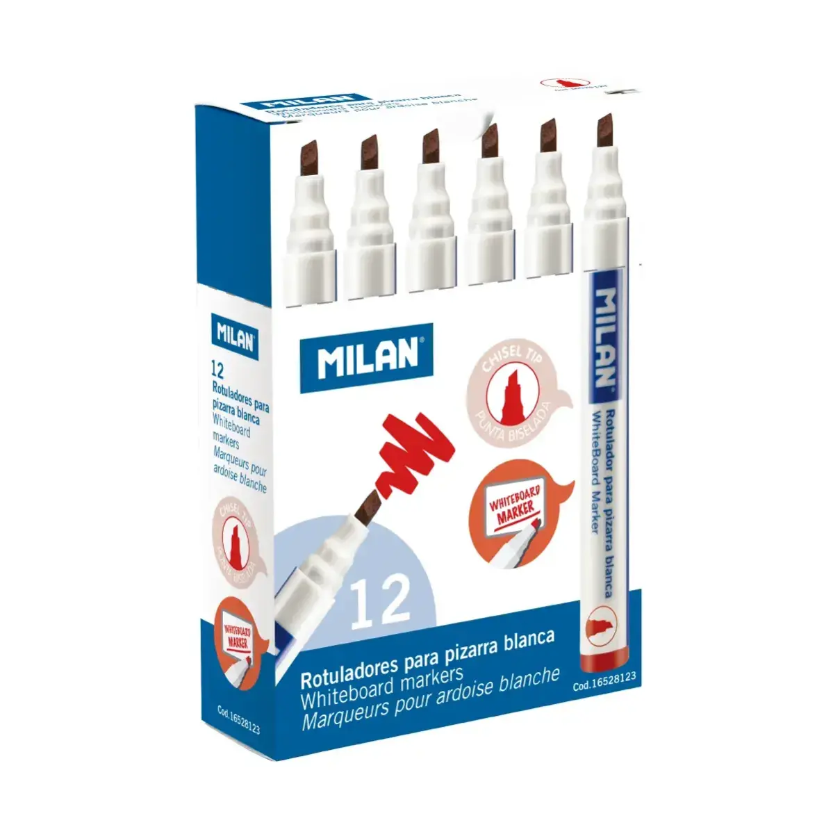 Kutu 12 kırmızı beyaz tahta markörü ve chisel tip (1 - 4 mm)