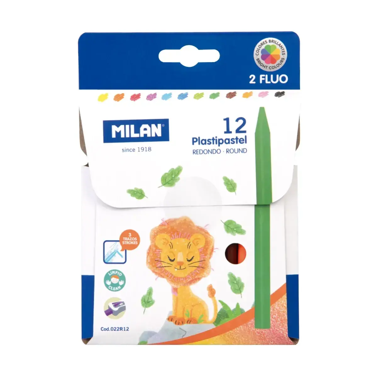 Kutu 12 yuvarlak Plastipastel (contains 2 fluo renkler)