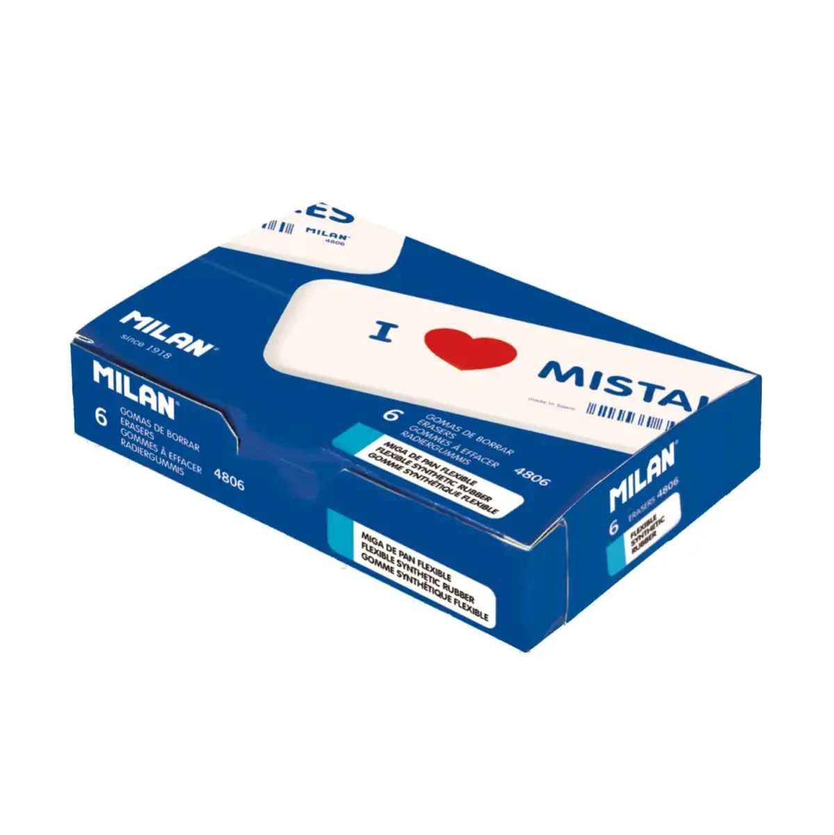 Kutu 6 esnek yumuşak sentetik kauçuk silgi 4806 I♥Mistakes (ayrı sarılmış)