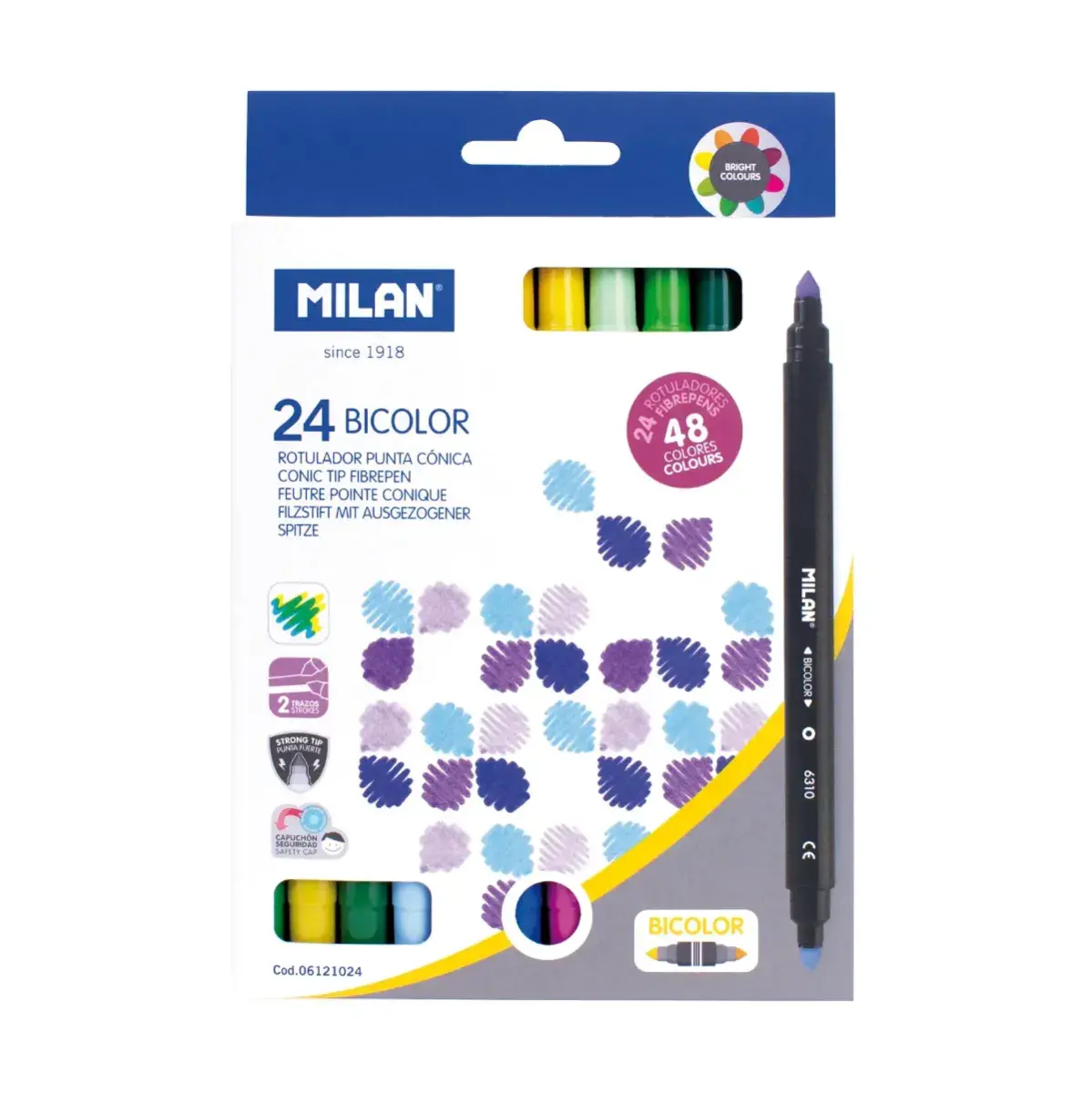 Kutu 24 bicolour konik uçlu fiber uçlu kalem