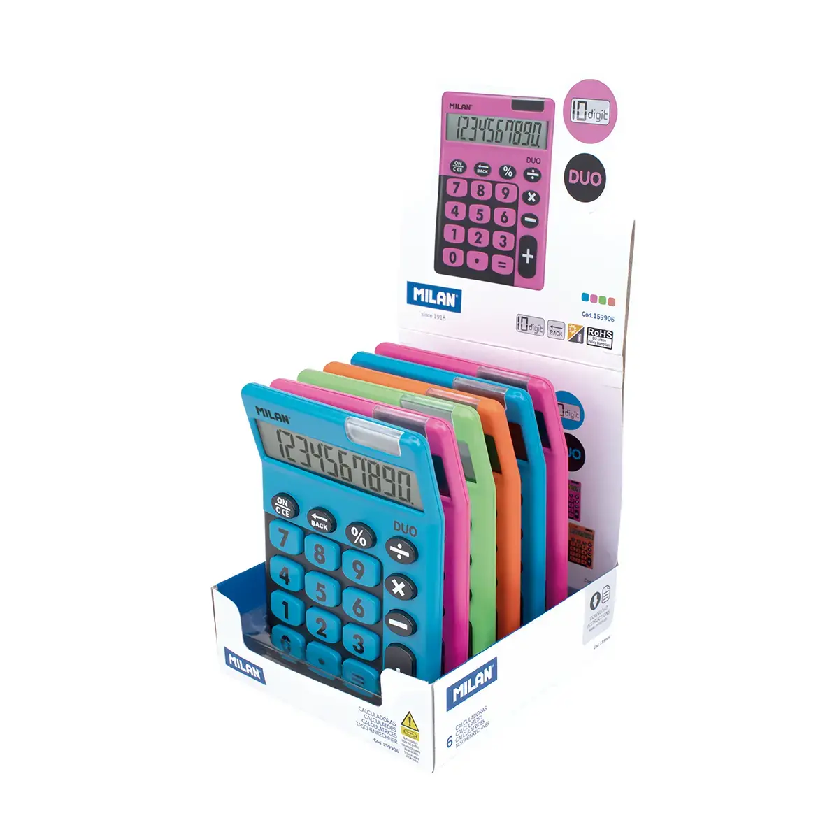 Teşhir kutusu 6 desktop 10-digit calculators Duo, karışık renkler