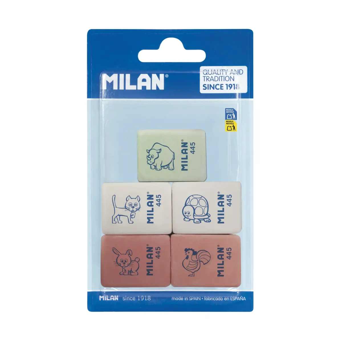 blister 5 sentetik kauçuk silgi ve çocuk deseni 445