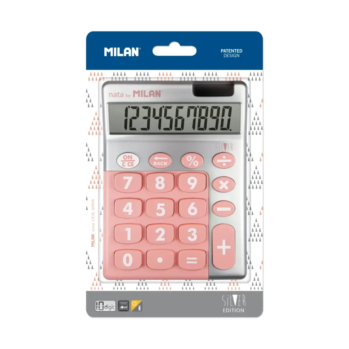 blister 10-digit hesap makinesi gümüş pembe