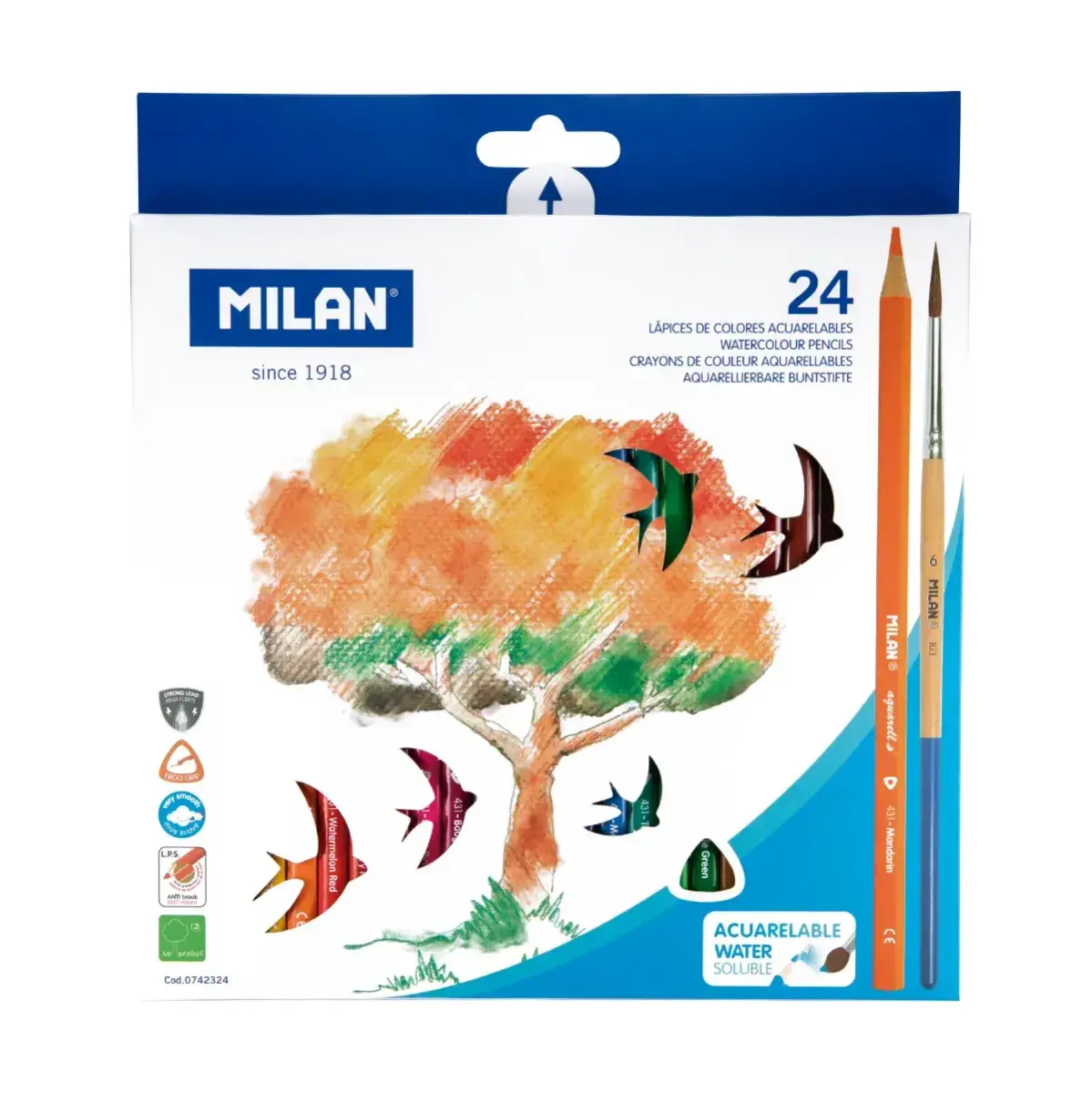 Kutu 24 water soluble renkli kalem ve fırça