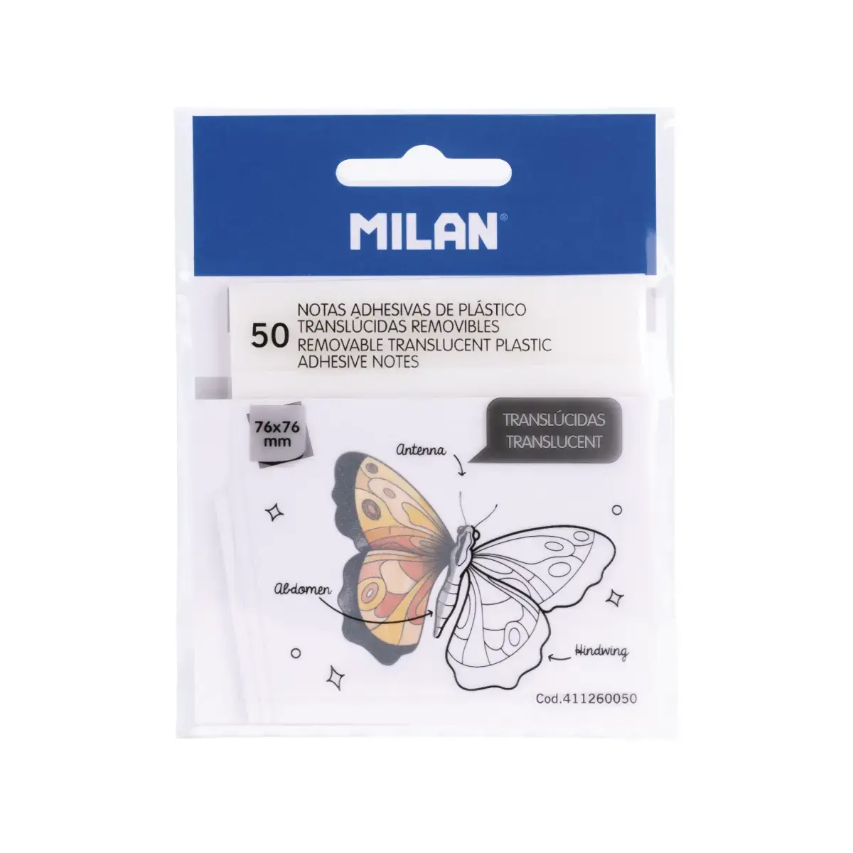 Blok 50 yarı saydam çıkarılabilir yapışkanlı notlar 76 x 76 mm