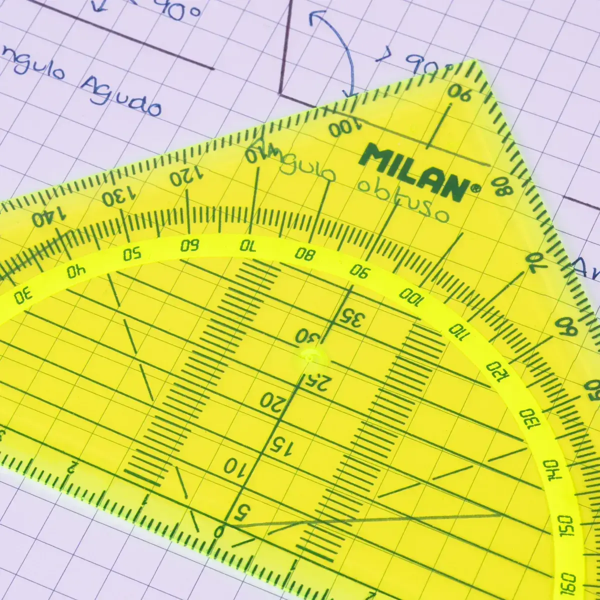 Équerre rapporteur 14 cm Flex & Resistant jaune, série Acid