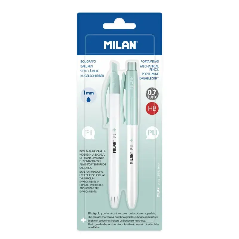 blister 1 P1 mavi mürekkepli tükenmez kalem + 1 PL1 0.7 mm mekanik kalem, + Edition serisi