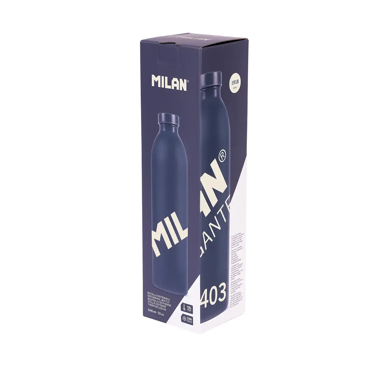 Paslanmaz çelik termal şişe 0.946L MILAN GIGANTE 403 1918 koleksiyonu, mavi