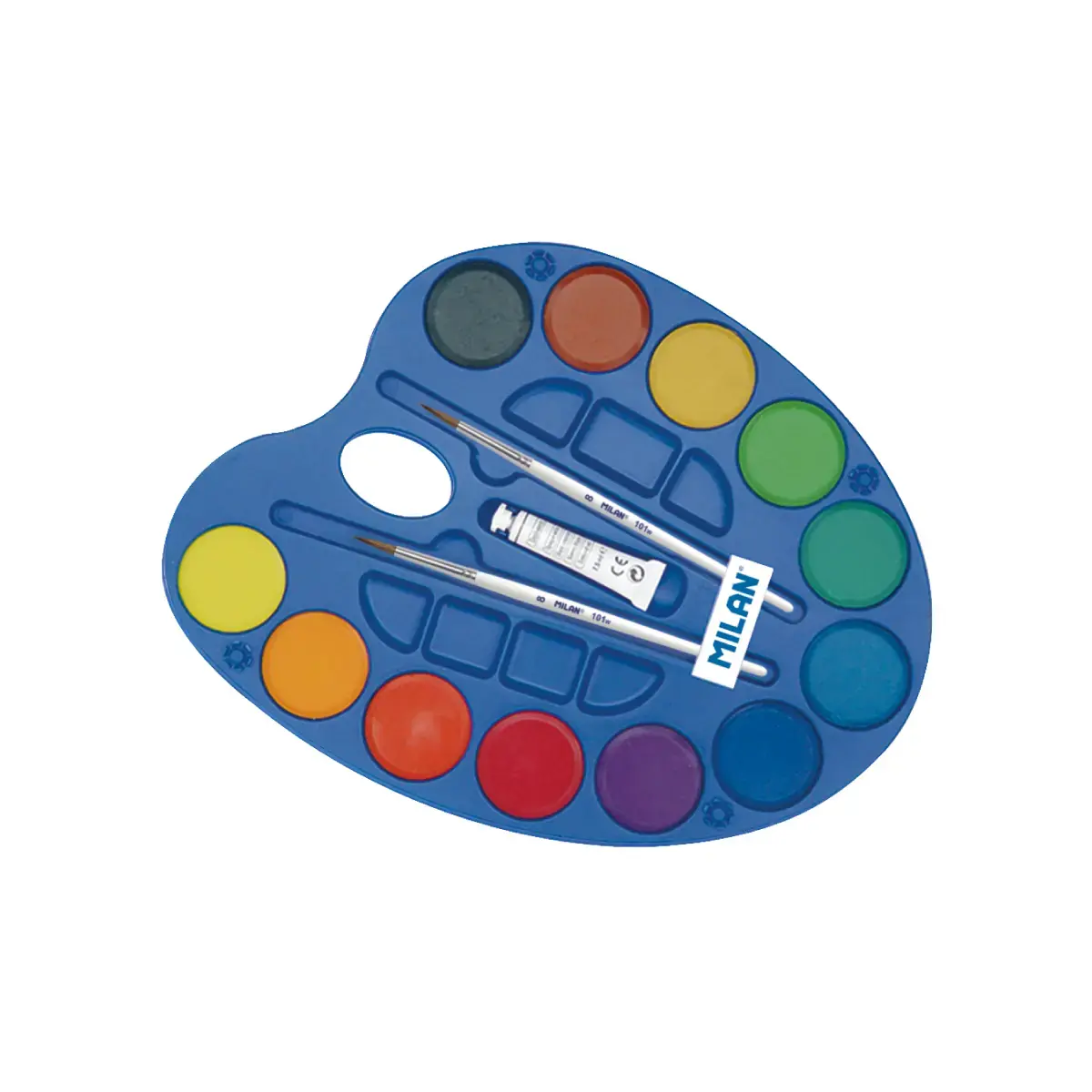 Palette 12 suluboya tablet Ø 45 mm ve 2 fırça ve beyaz tüp