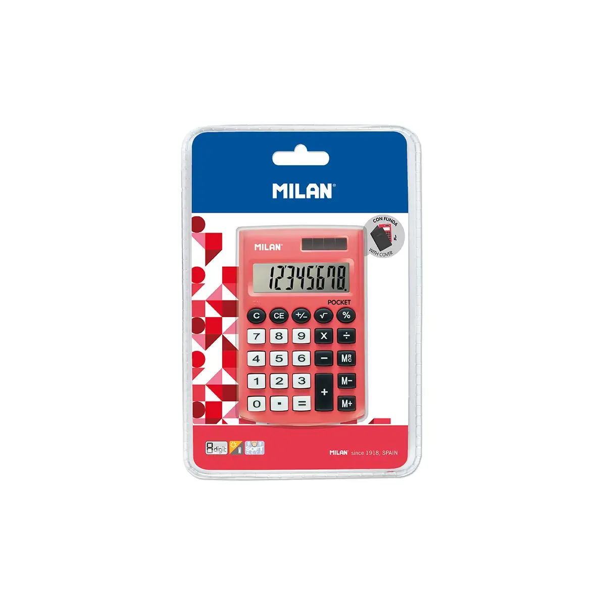blister kırmızı 8-digit cep hesap makinesi, ve cover